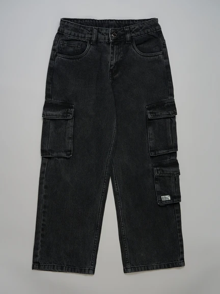Pantaloons Junior | Black Washed Cargo Jeans