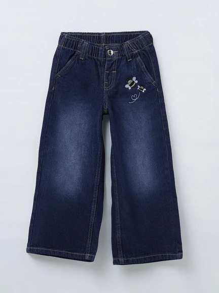 Pantaloons Junior | Dark Blue Washed Embroidered Jeans