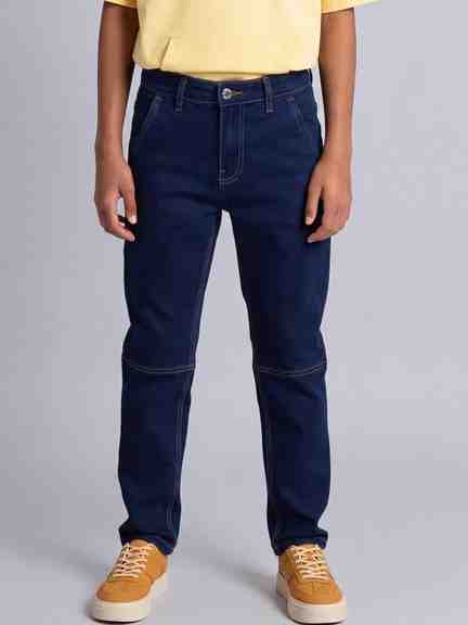 Pantaloons Junior | Blue Straight Fit Jeans with Contrast Stitching