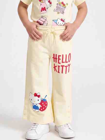 Pantaloons Junior | Yellow Hello Kitty Wide Leg Track Pants