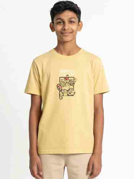 Pantaloons Junior | Yellow Avengers Oversized Fit Graphic T-Shirt
