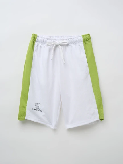 Pantaloons Junior | White Colour Block Drawstring Shorts