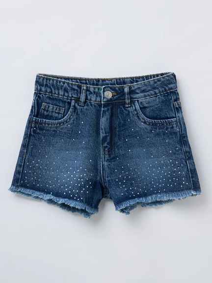 Pantaloons Junior | Blue Embellished Washed Denim Shorts
