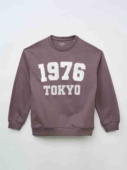Pantaloons Junior | Mauve Typographic Sequinned Sweatshirt