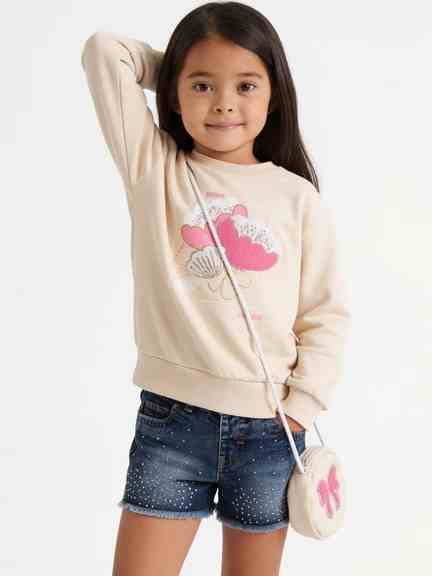 Pantaloons Junior | Ecru Relaxed Fit Sweatshirt with Matching Crossbody Bag