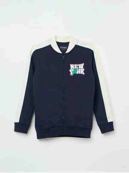 Pantaloons Junior | Navy New York Graphic Bomber Sweatshirt