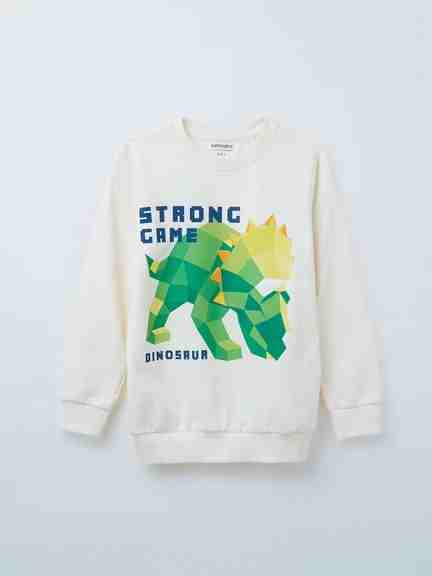 Pantaloons Junior | Ecru Regular Fit Dinosaur Graphic Sweatshirt
