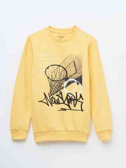 Pantaloons Junior | Yellow Basketball Graphic Sweatshirt
