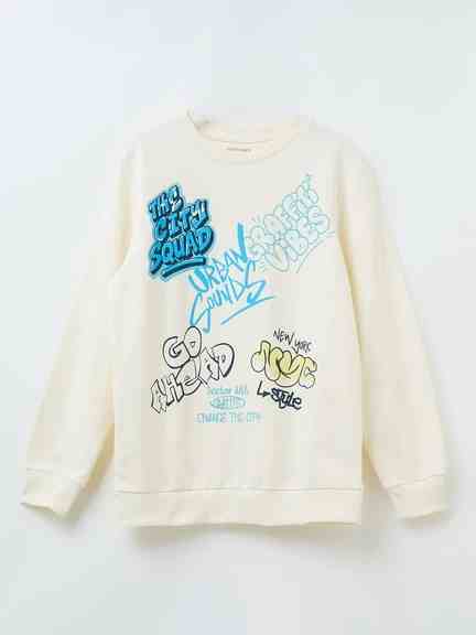 Pantaloons Junior | Off-White Graphic Sweatshirt