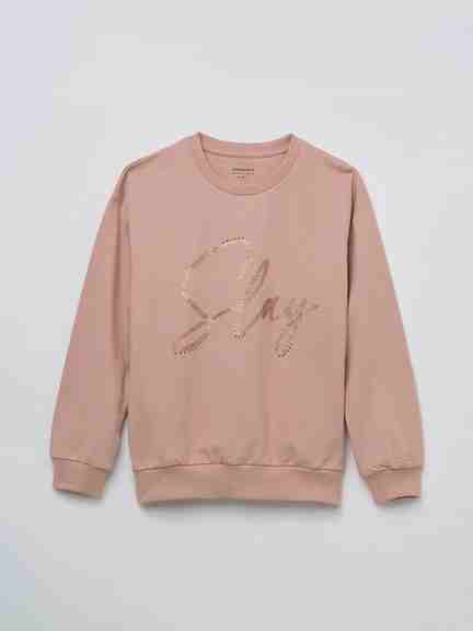 Pantaloons Junior | Pink Boxy Fit Slogan Sweatshirt