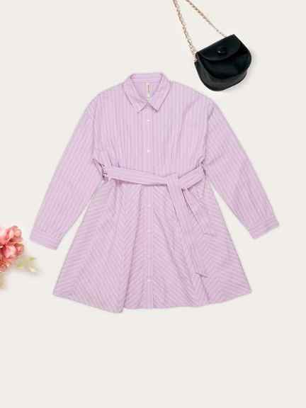 Pantaloons Junior | Lilac Striped Shirt Dress