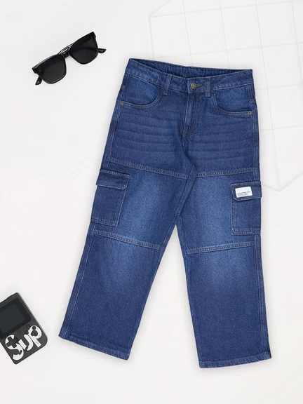 Pantaloons Junior | Blue Cargo Pocket Jeans