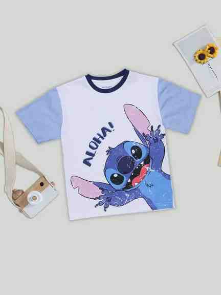 Pantaloons Junior | White Oversized Stitch Graphic T-Shirt