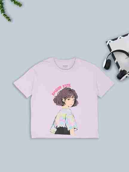 Pantaloons Junior | Lilac Graphic T-Shirt