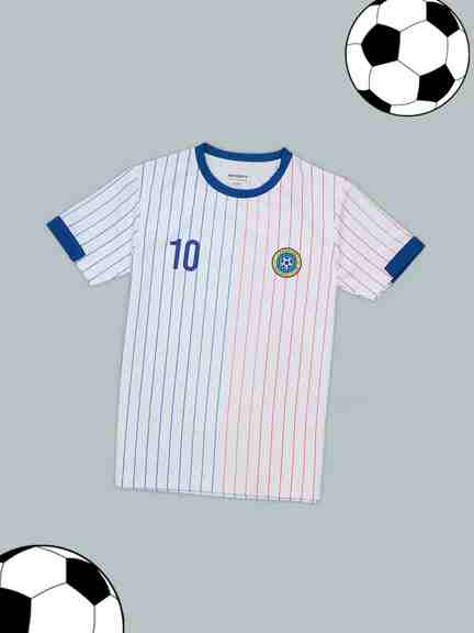 Pantaloons Junior | White Football Jersey T-Shirt