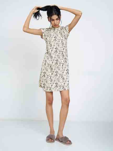 Pantaloons | Off-White Mickey Mouse Print Sleep Dress