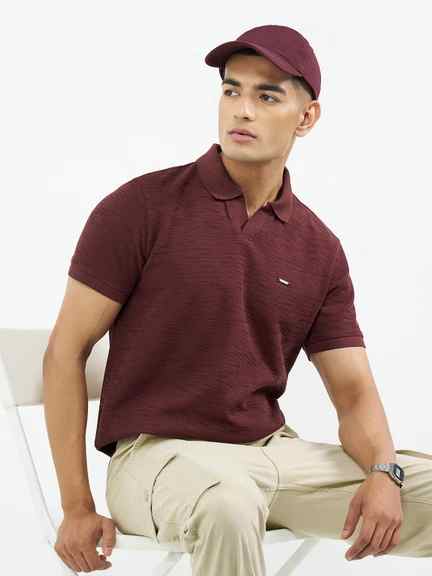 People by Pantaloons | Maroon Johnny Polo T-Shirt