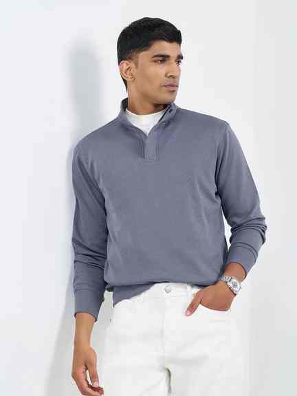 Peregrine | Blue Solid Relaxed Fit Sweatshirt