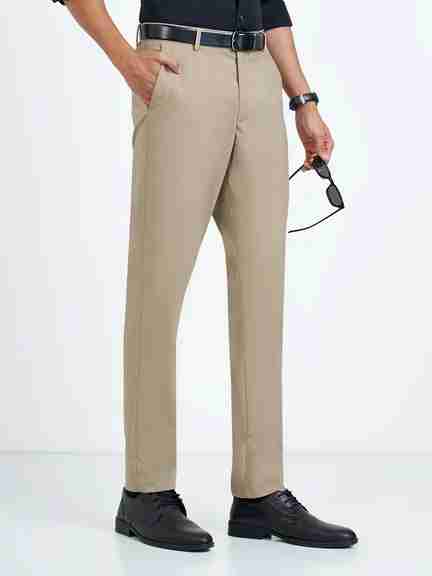 Peregrine | Beige Slim Fit Formal Trousers