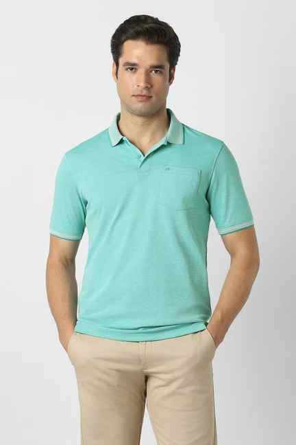 PETER ENGLAND | Men Green Solid Polo Neck T-shirt