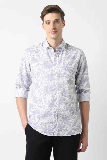 PETER ENGLAND | Men White Slim Fit Print Full Sleeves Casual Shirt