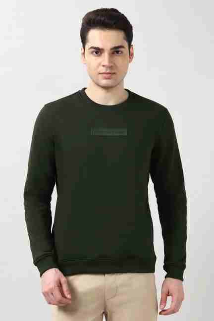 PETER ENGLAND | Men Green Solid Crew Neck Sweatshirt