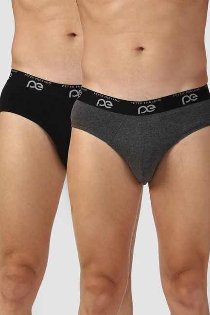 PETER ENGLAND | Men Grey Solid Brief Pack of 2