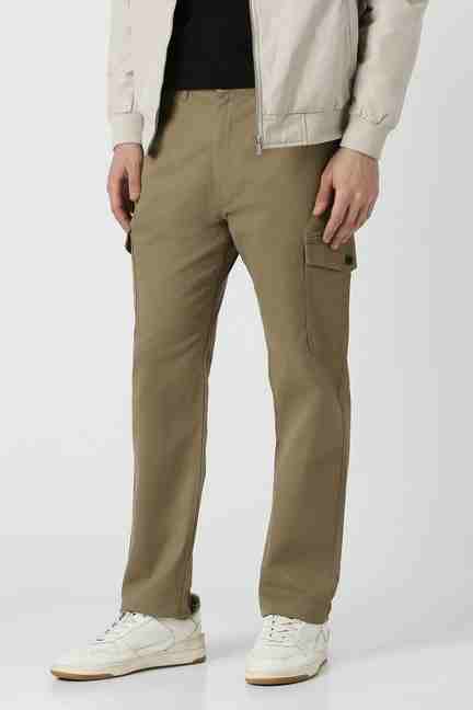 PETER ENGLAND | Men Khaki Solid Comfort Fit Casual Trousers