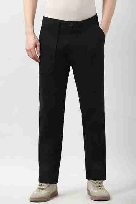 PETER ENGLAND | Men Black Solid Comfort Fit Casual Trousers