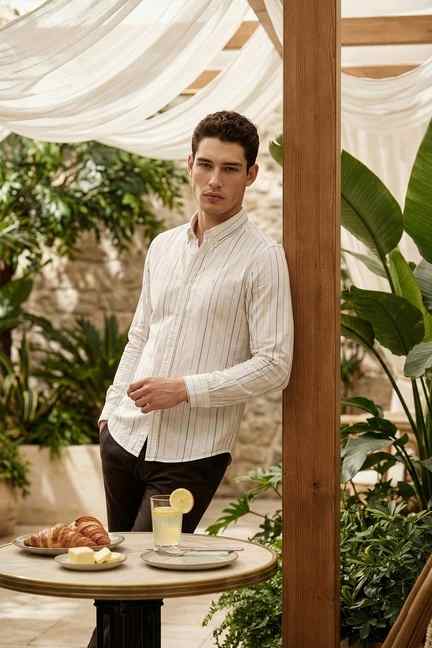 Simon Carter | Simon Carter White Oxford Stripes Shirt