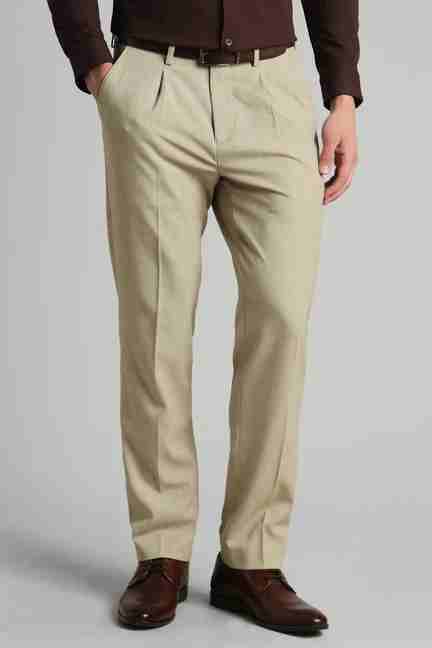 Simon Carter | Men Beige Solid Formal Trousers