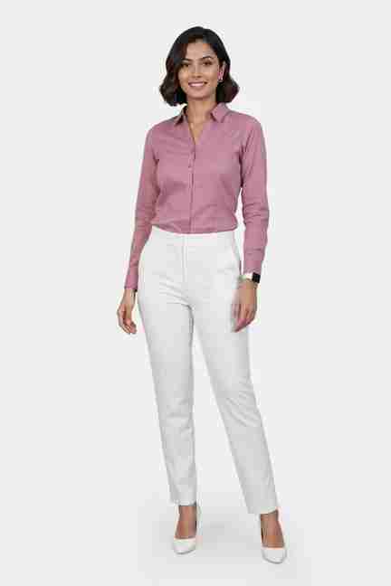 Stop | Solid Collared Blended Fabric Women Formal Wear Shirt