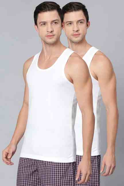 VAN HEUSEN | Van Heusen Men White Pack of 2 Solid Moisture Activated Super Soft Cool It Vest