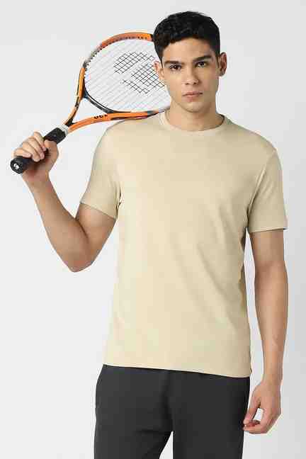 VAN HEUSEN | Men Beige Graphic Print Crew Neck T-shirt