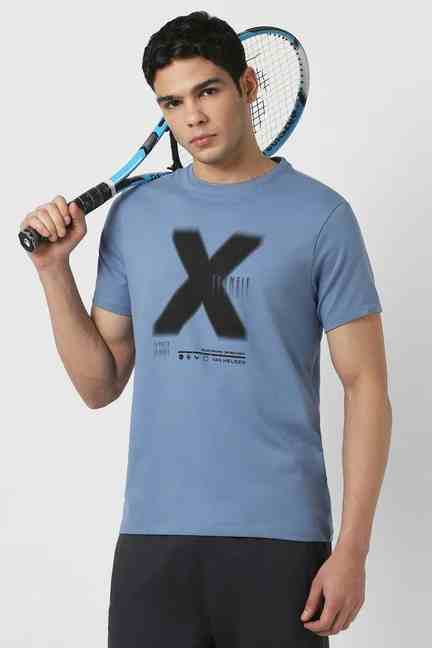 VAN HEUSEN | Men Blue Graphic Print Crew Neck T-shirt