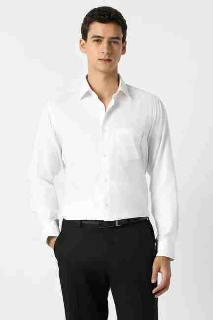 VAN HEUSEN | Men White Textured Full Sleeves Formal Shirt