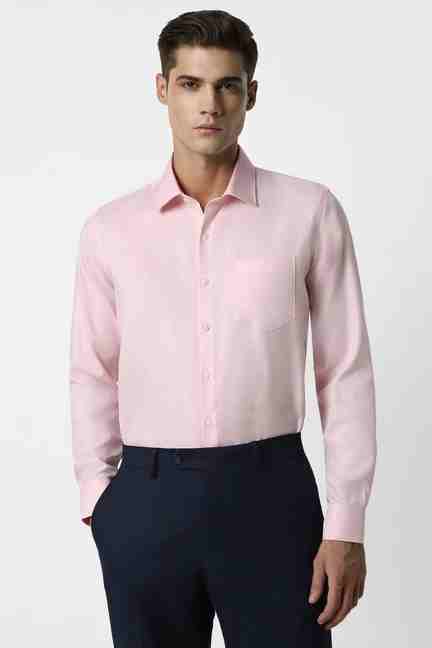 VAN HEUSEN | Men Pink Slim Fit Solid Full Sleeves Formal Shirt