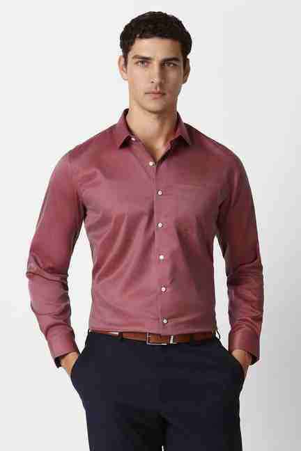 VAN HEUSEN | Men Maroon Solid Full Sleeves Formal Shirt