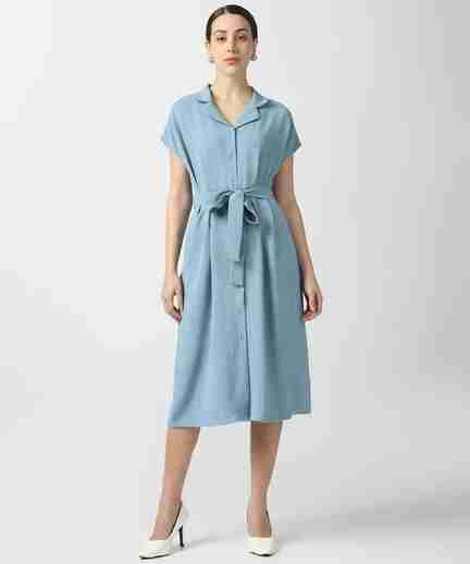 VAN HEUSEN | Women Light Blue Solid Casual Dress