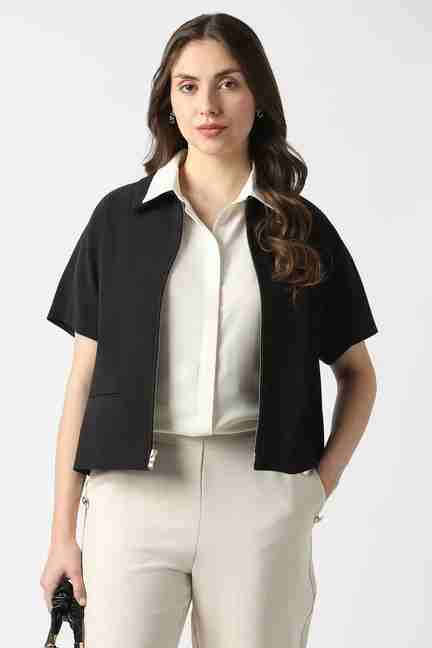 VAN HEUSEN | Women Black Solid Formal Jacket