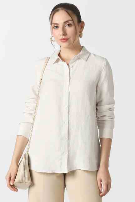 VAN HEUSEN | Women White Solid Long Sleeves Formal Shirt