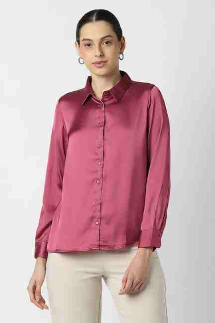 VAN HEUSEN | Women Pink Solid Long Sleeves Formal Shirt