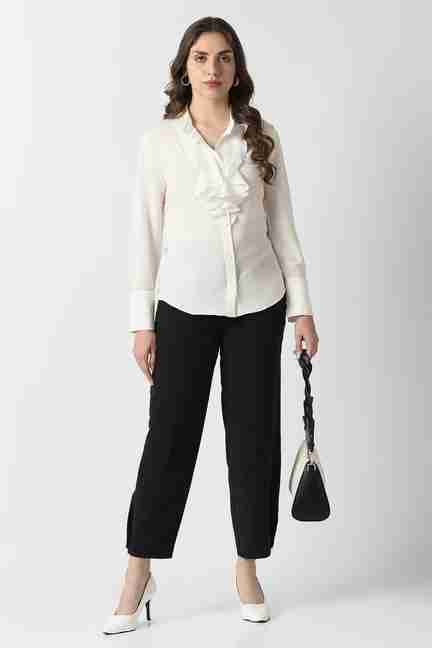 VAN HEUSEN | Women White Solid Long Sleeves Formal Shirt