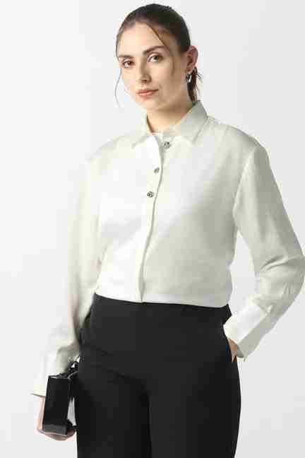VAN HEUSEN | Women White Solid Long Sleeves Formal Shirt