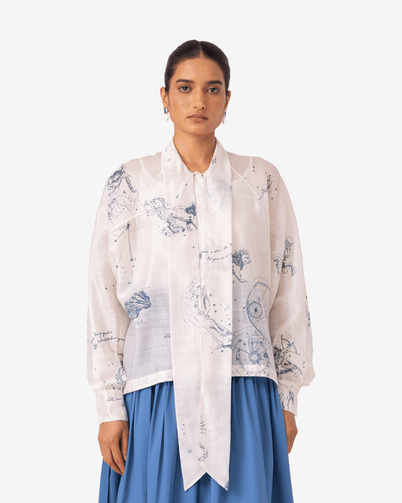 Lizzy Zodiac Print Handwoven Top