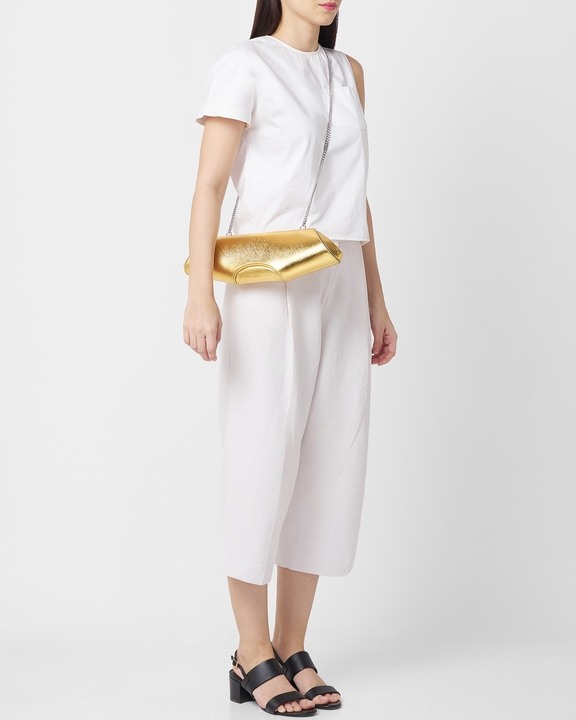Elizabeth Baguette Clutch Metallic Gold