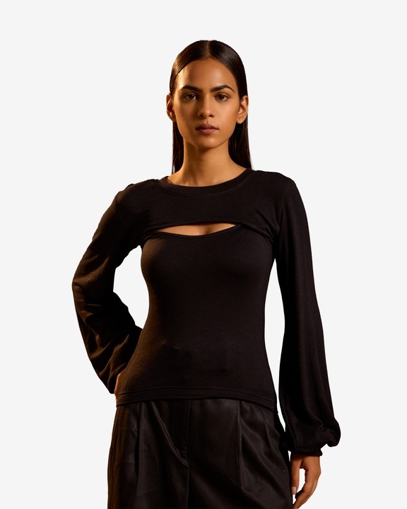 Cut Out Shirt - Black