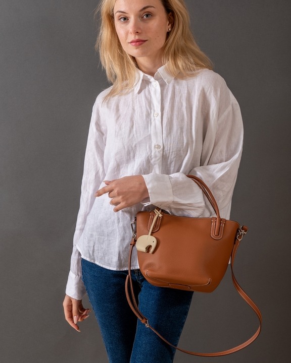Favori Elara - Leather Bucket Bag in Tan