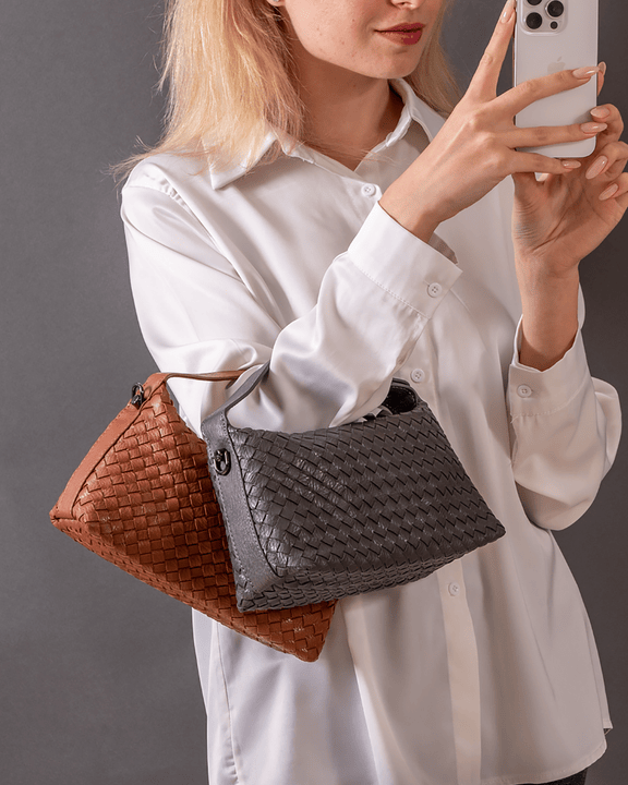 Favori Fero Faux Leather Handbag in Dark Grey