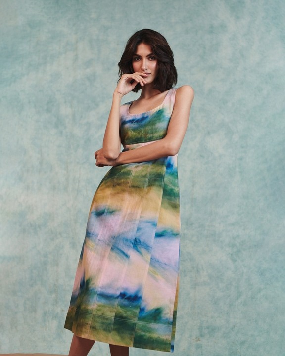 Prism Panelled Linen Dress